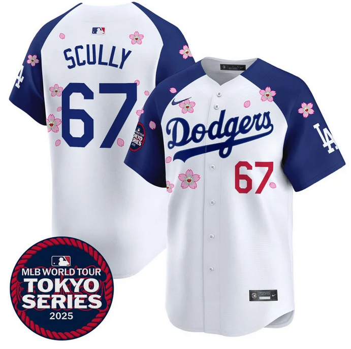 Men Los Angeles Dodgers #67 Scully Tokyo Series 2025 white Limited Stitched Jersey style 2->los angeles dodgers->MLB Jersey